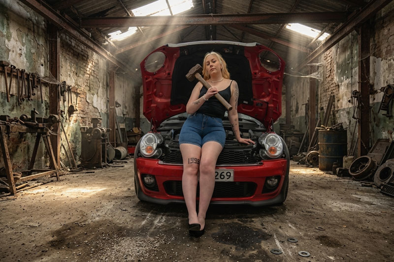 2506170013b tfp oulu garagegirl autotalli nainen mini